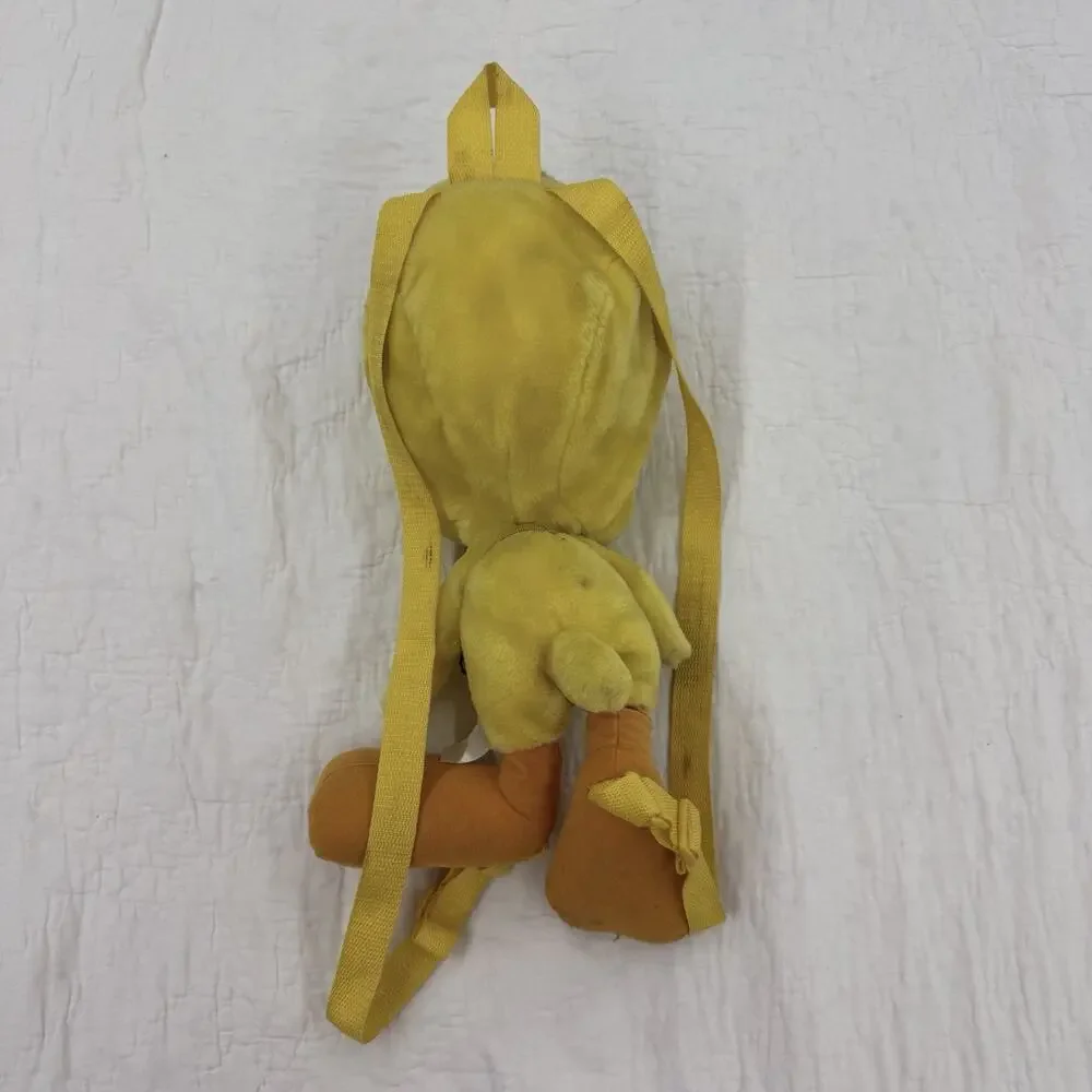 Vintage 90’s Tweety Bird Plush Small Mini Backpack Zip Adjustable Yellow